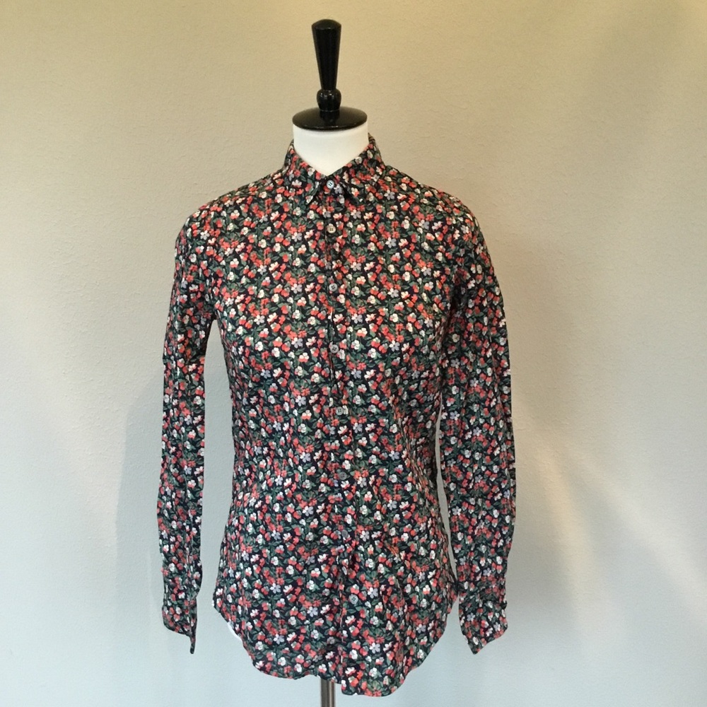JCrew button down floral blouse